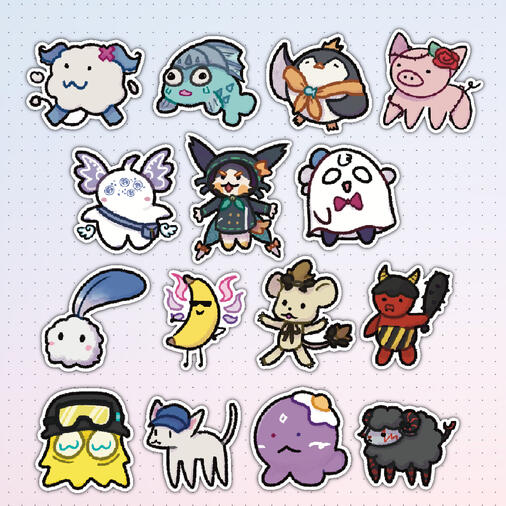 Sticker designs - vtuber mascots 1